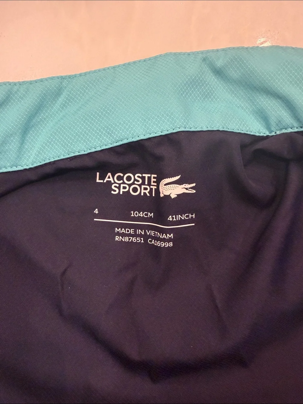 Lacoste Navy & Teal Kids Zip-Front Raincoat